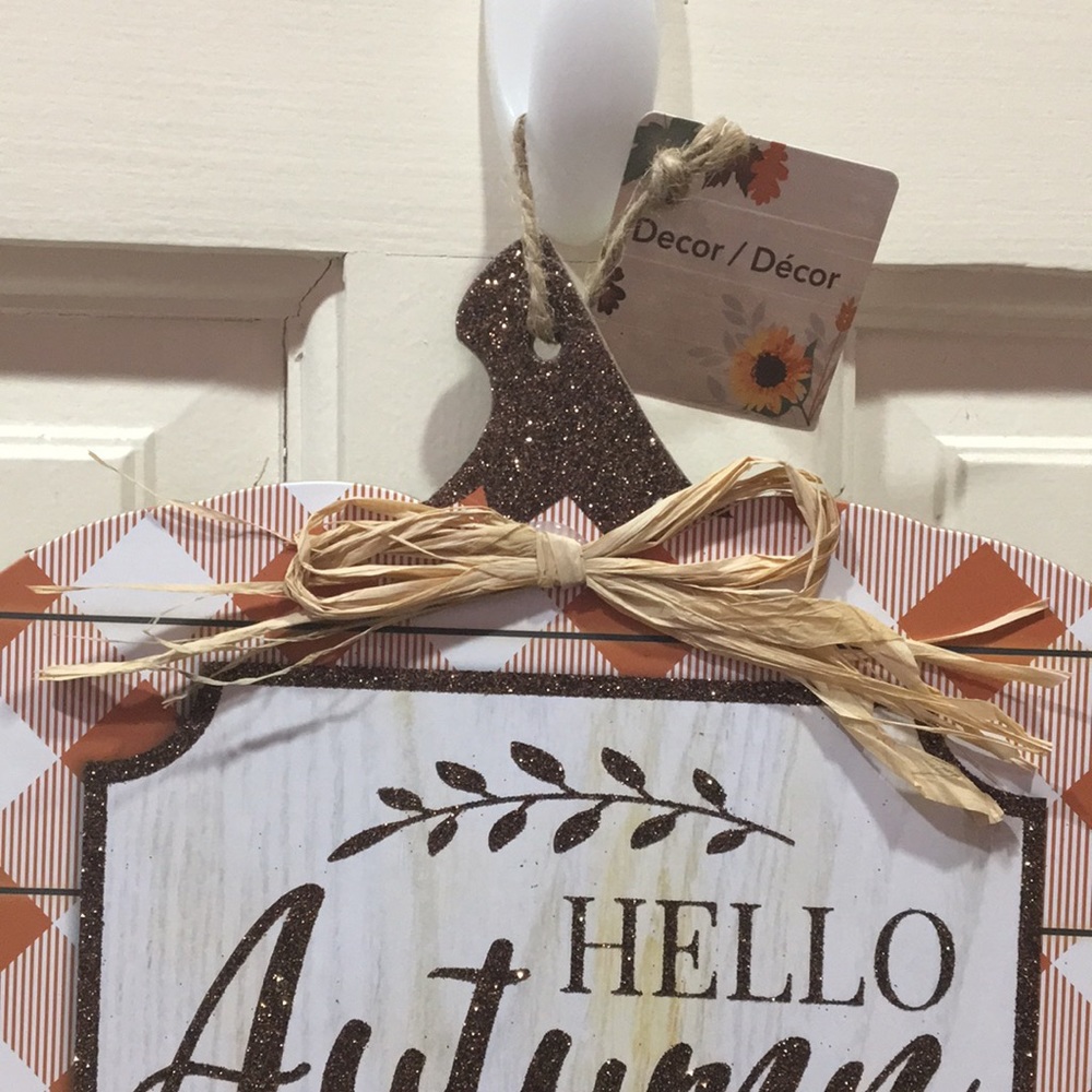 Hello Autumn Sunflower Pumpkin Fall Rustic Wall Decor Sign - Picture 6 of 8
